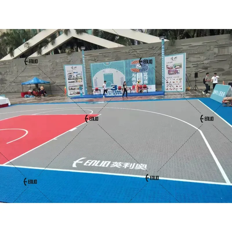 Rubber Basketball Court Mat Outdoor Tournament Sports Flooring with Shock Absorption Eco-Friendly 3