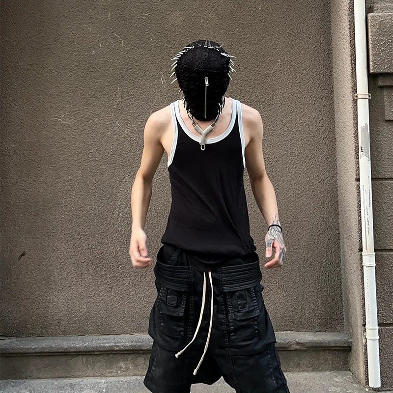 

NIGO FHDX Hip Hop Dark Ro Style High Street Trend Men's Tank Top Summer Sports Colorblocking T-shirt #NGTOP11167