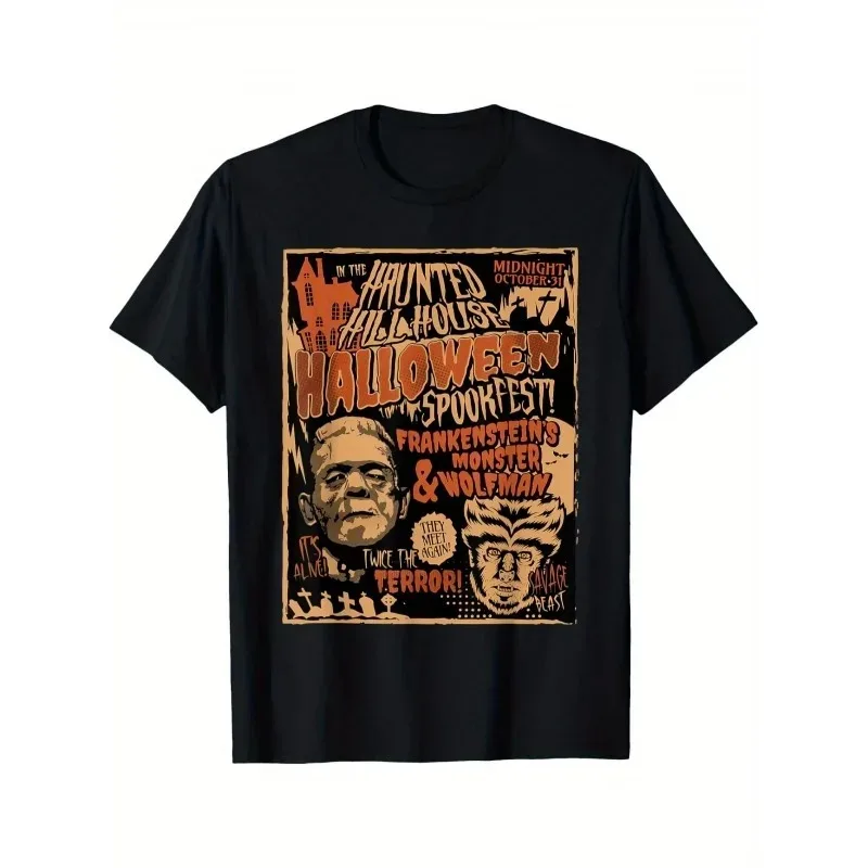 Vintage House on Haunted Hill Tee Horror Movie Graphic T Shirt Women's Men Cotton Tee Casual Summer Oversize O-Neck Novelty Top