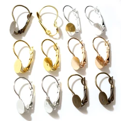 8mm 50pcs/Lot 5 Colors Plated French Lever Back Earrings Blank/Base,Fit 8mm Glass Cabochons,Buttons;Earring Bezels