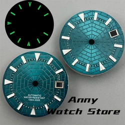 29mm blue watch dial luminous dial fit NH35 movement fit 3 o'clock crown 3.8 o'clock crown