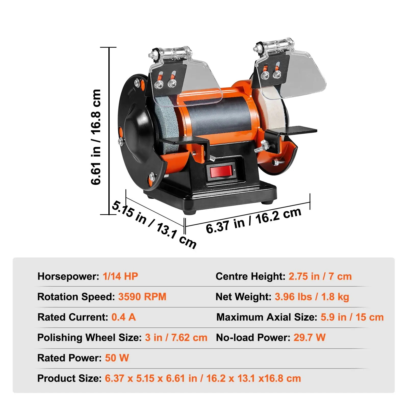 Jewelry Polisher, Bench Grinder Polishing & Buffing Machine, 3590RPM Bench Lathe Polisher with 1 Wool Wheel & 1 Abrasive Fiber Wheel & 1 Grinding Wheel & 100pcs Tools