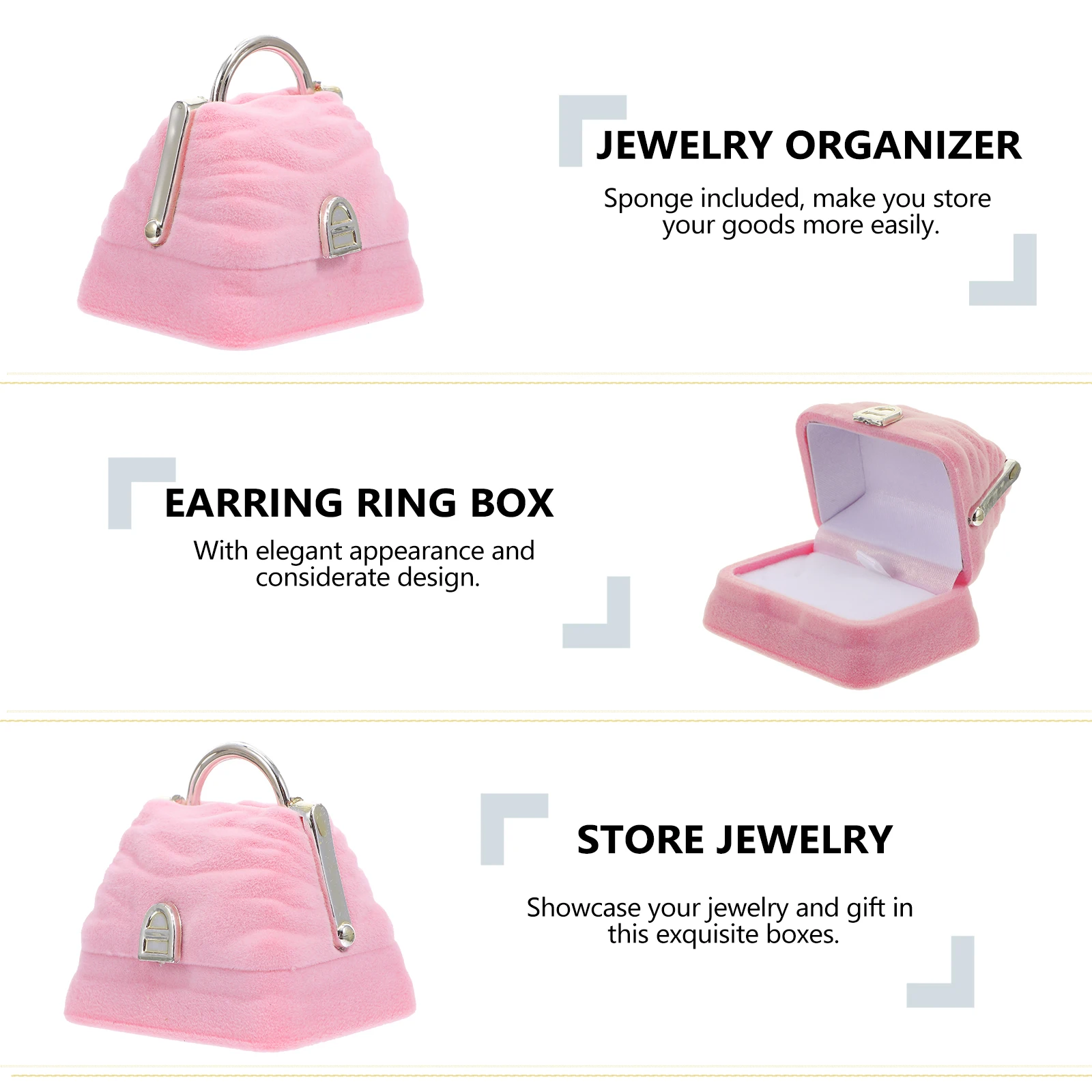 

Engagement Ring Box Ringcase Handbag Boxes Rings Holder Organizer Flannel Bride