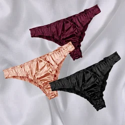 Women's Panties Ruffle Satin Seamless Underwear Thong Underpants Intimates Lingerie Low Waist Soft Silk G-String