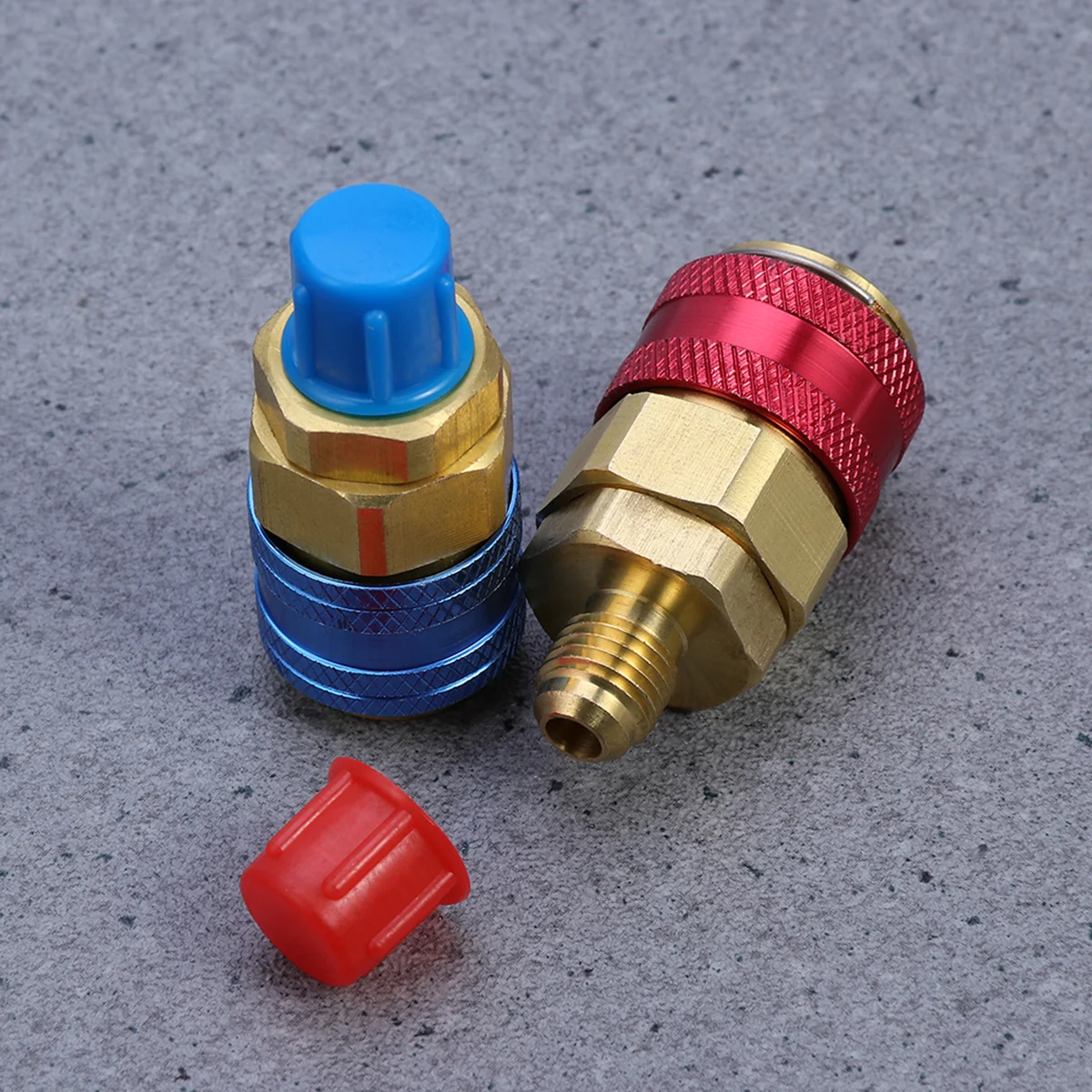 

2Pcs Car Air Conditioning Connector High Low Pressure Coupler Adapter Red Blue for Auto Ac Diagnosis Charging Evacuation