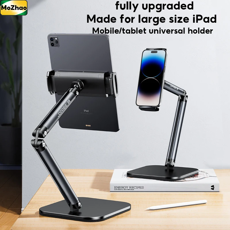 Uchwyt na telefon MoZhao stojak na Tablet z dużym klipsem do iPada rama ze stopu aluminium do podnoszenia tabletu uchwyt do regulacji leniwego telefonu