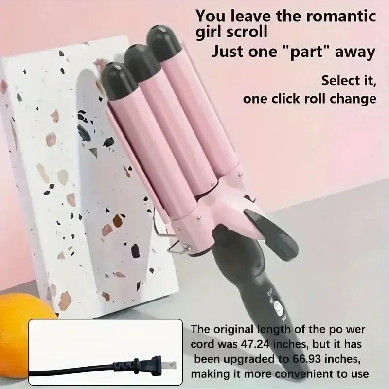 

Fast-Heating Triple Barrel Curling Iron - Dual Temperature, Long-Lasting Beach Waves, Portable Styler for Women - Easy to Use