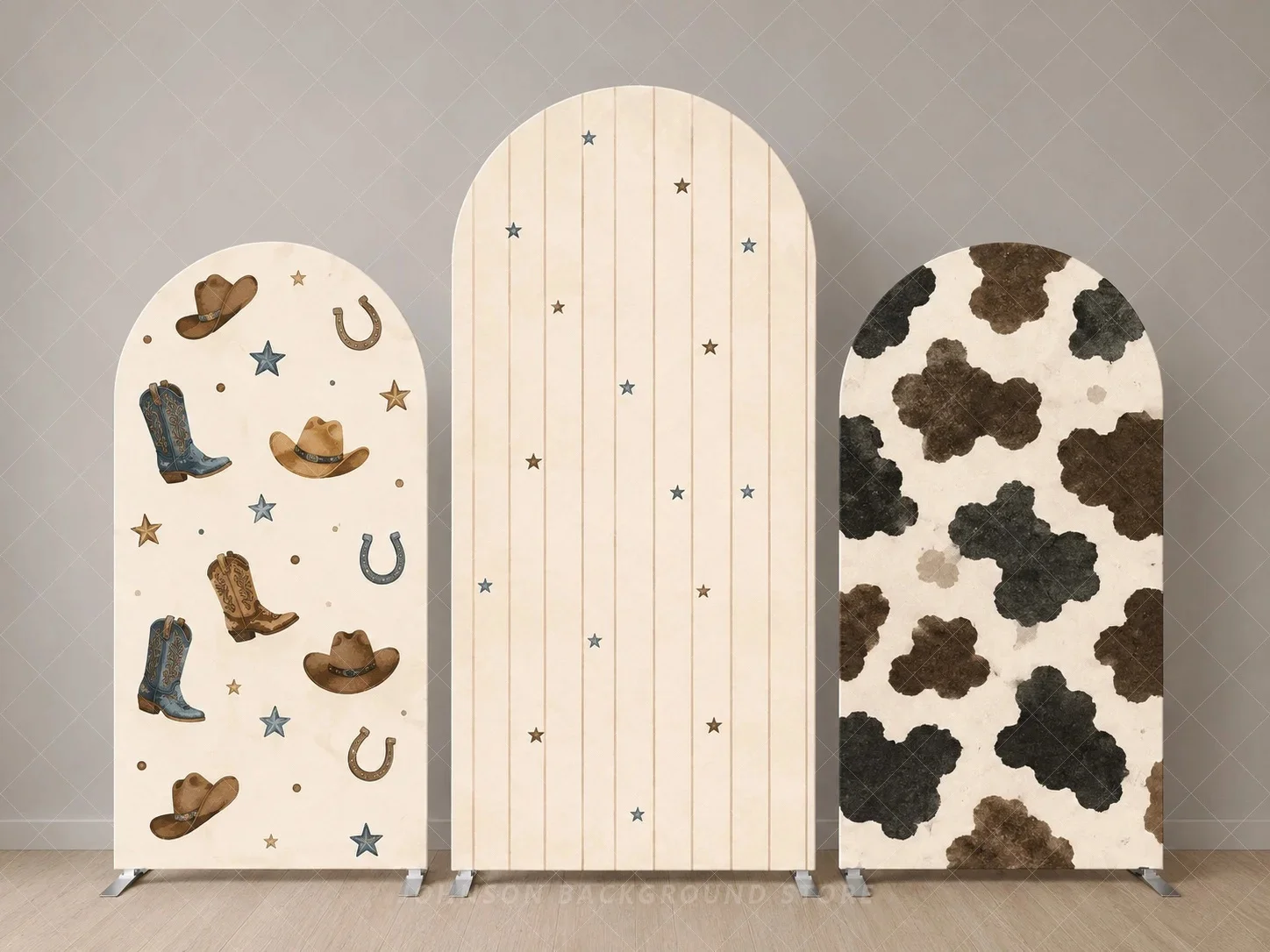 Cowboy Boots Cow Print Arch Cover Backdrop Western Rodeo star Birthday Baby Shower Party Decoration background