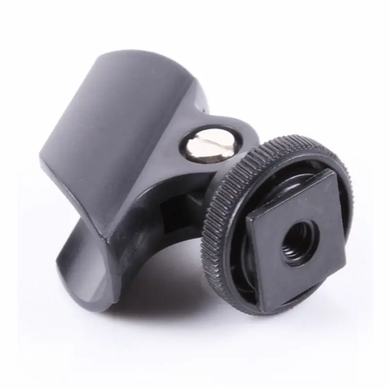 Microphone Clip Stand 19mm Plastic Mic Holder Clip with Hot Shoe For DSLR Camera