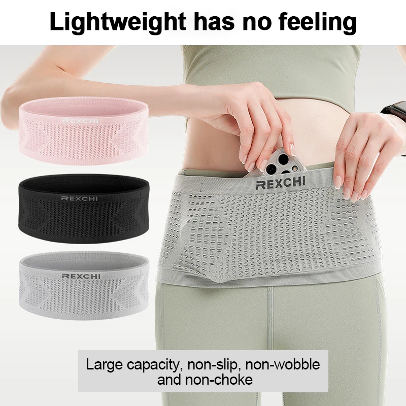 Seamless Invisible Running Waist Belt Bag Unisex Sports Fanny Pack Mobile Phone Bag Gym Running Fitness Jogging Run Cycling Bag