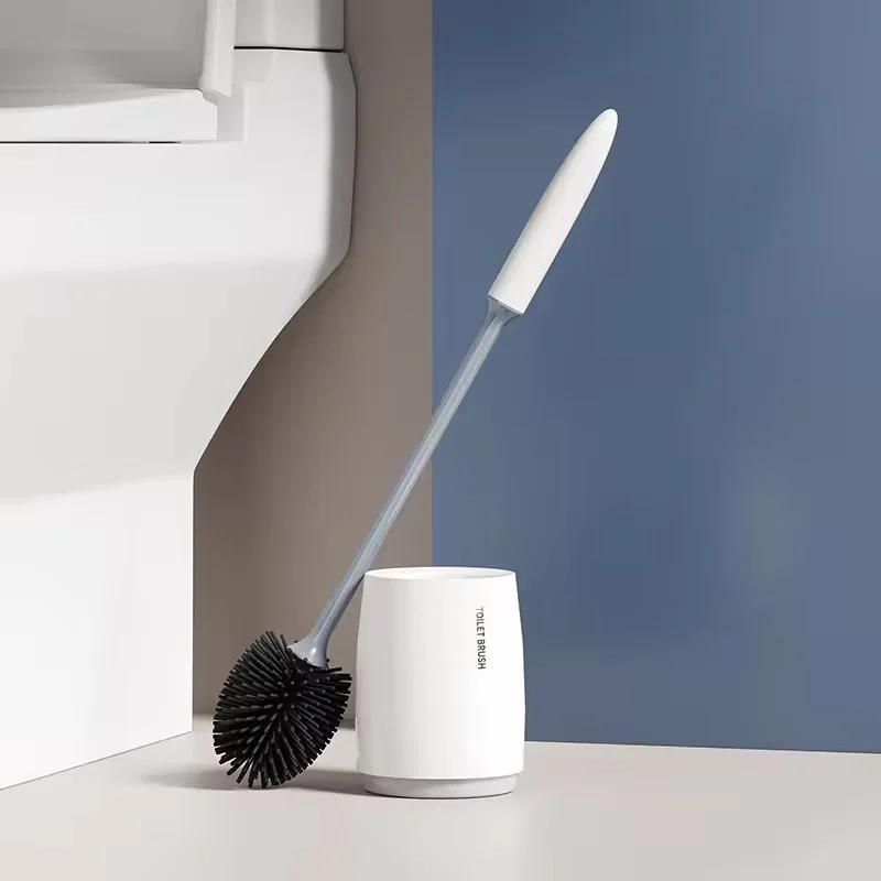 Black/White Silicone Toilet Brush Set Wall Mounted Cleaning Brush For Toilet Floor Bathtub Bathroom Wash Cleaning Tools