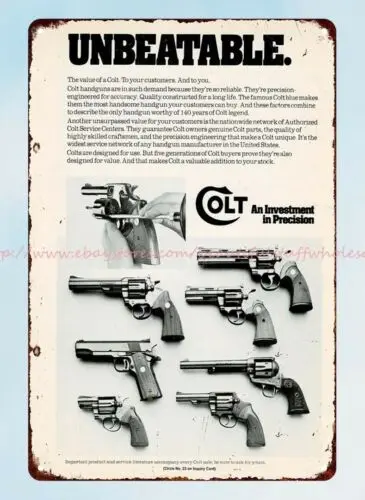 1978 firearm COLT gun revolver Pistol metal tin sign bedroom design ideas