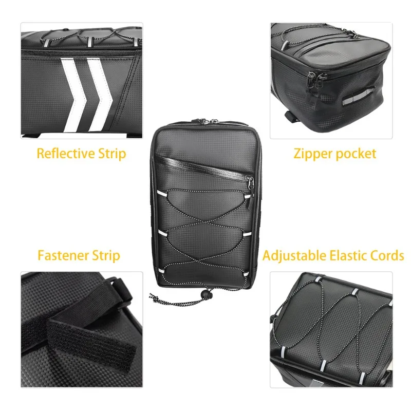 

Bicycle Rear Seat Bag MTB Bike Rack Bag Trunk Pannier Cycling Large Capacity Waterproof Travel Bag with Rain Cover，8L