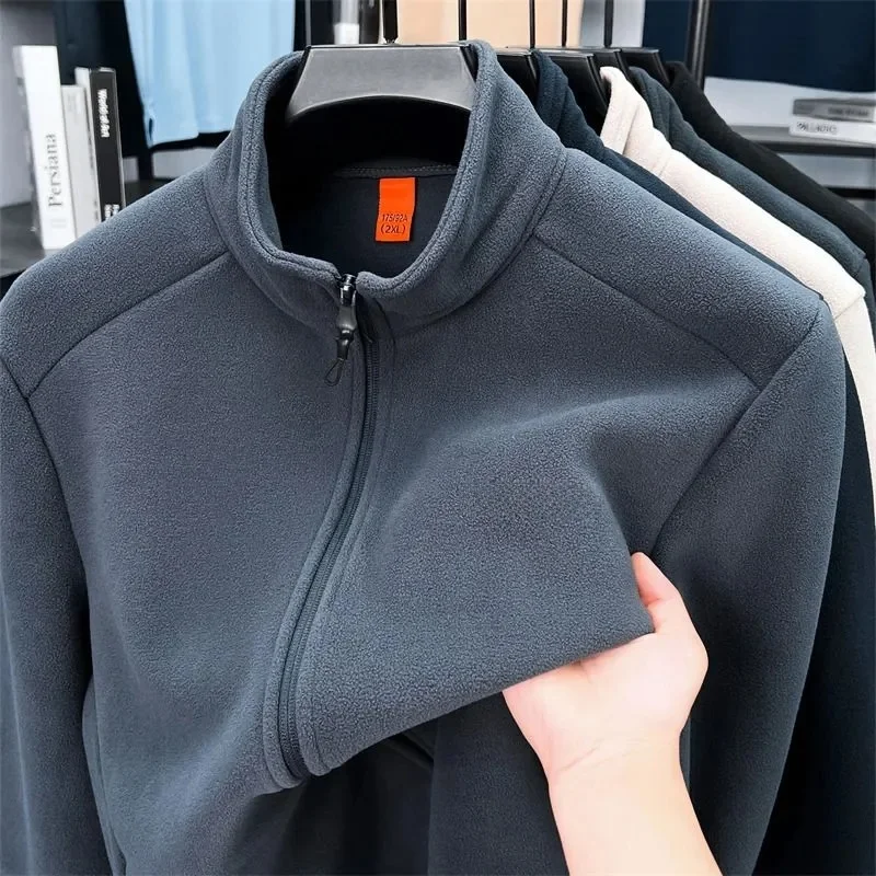 

Men's Fce Lined Jaet Outdoor Sports Casual Outerwear Warm Top Dad Clothes Spring Autumn Winter Fluffy Inner Busin Casual