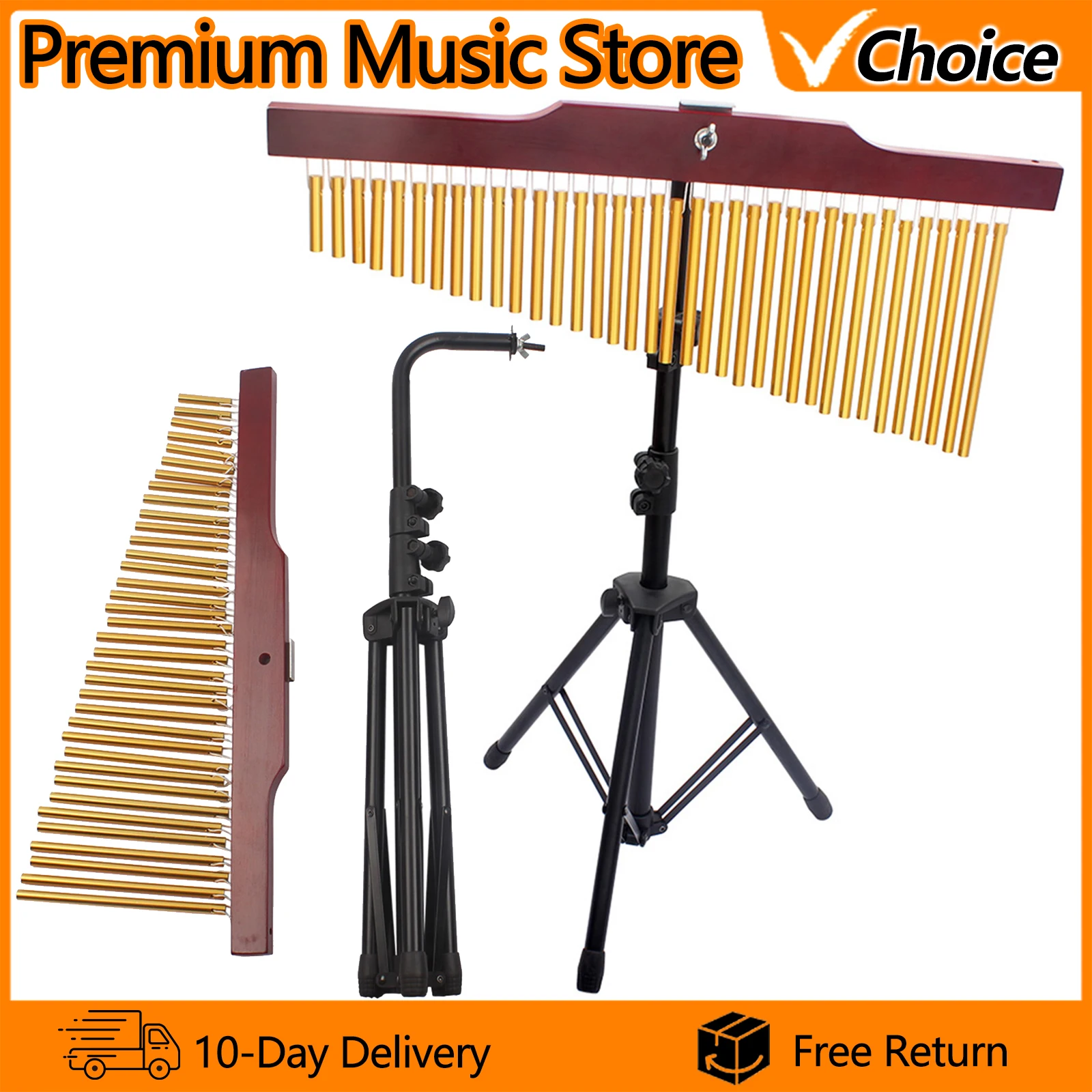 36 نغمة الرياح الدقات القضبان صف واحد الدقات سبائك الألومنيوم الرياح الدقات مع جرس معدني قضيب قرع أداة #2