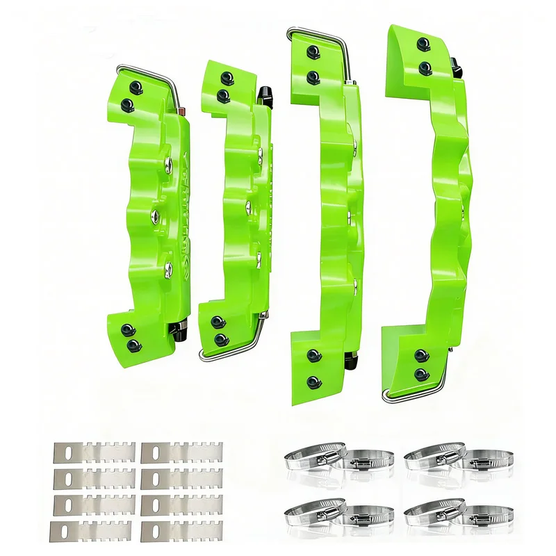 2*2 pc Fixing By Screws, ABS Plastic Brake Caliper Cover, Green 3D Logo For BMW Audi Mecerdes Benz Lexus (Come With Fix Things)