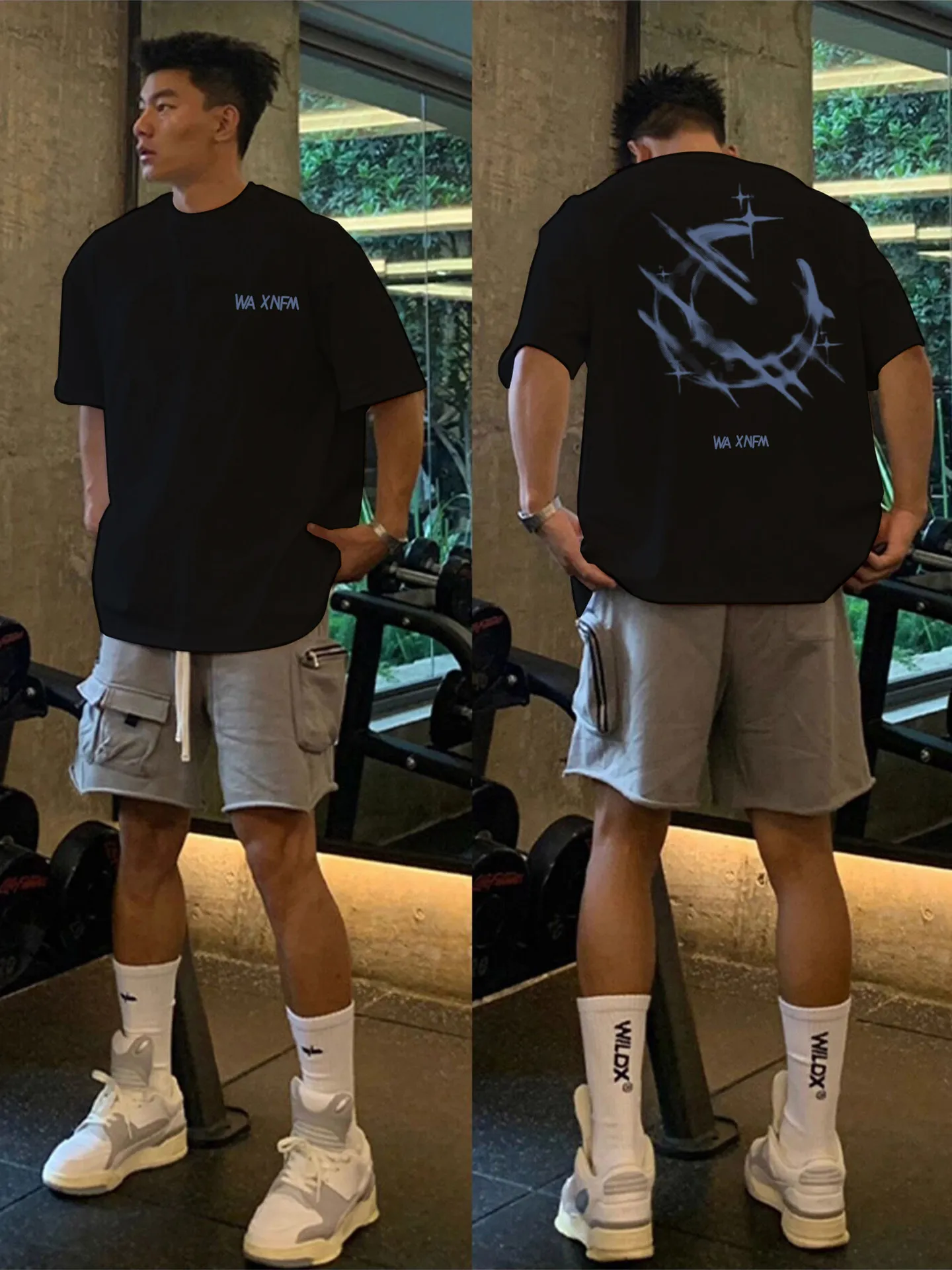 2026 Summer Retro Brush Stroke Star Print T-Shirt Men Cotton Oversized Fit Streetwear Casual Tops For All Seasons Outdoor