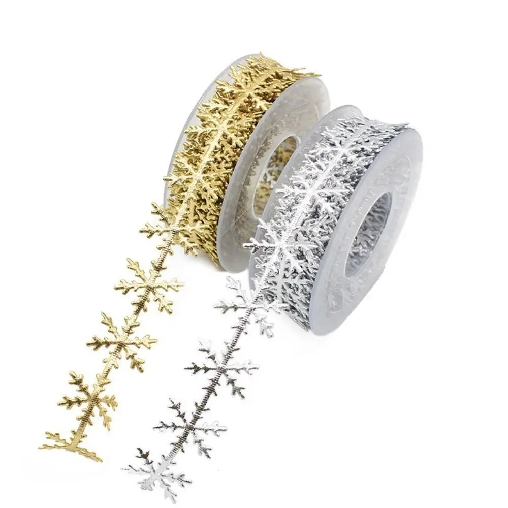 تقليد الجلود ندفة الثلج الشريط 10 متر الذهب/الفضة تنقش الشريط DIY بها بنفسك وهمية ندفة الثلج عيد الميلاد اكسسوارات عيد الميلاد الديكور #1