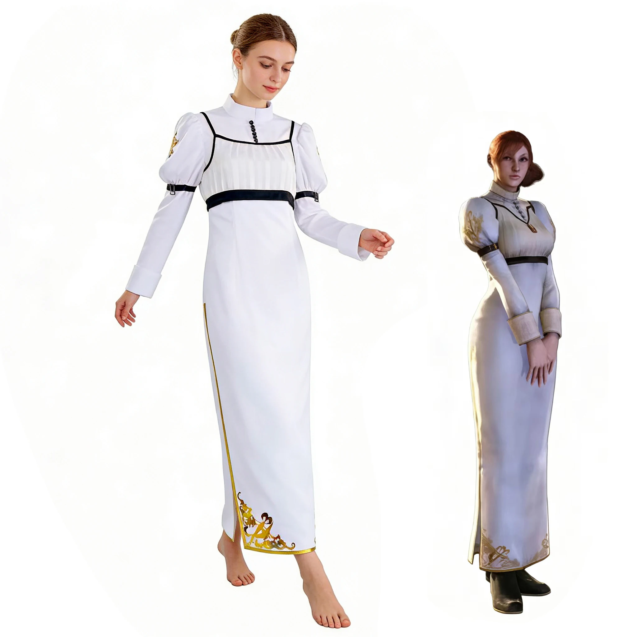 Disfraz de Kyrie de Devil May Cry 4, vestido blanco de cantante para mujer, traje de fiesta de Carnaval y Halloween