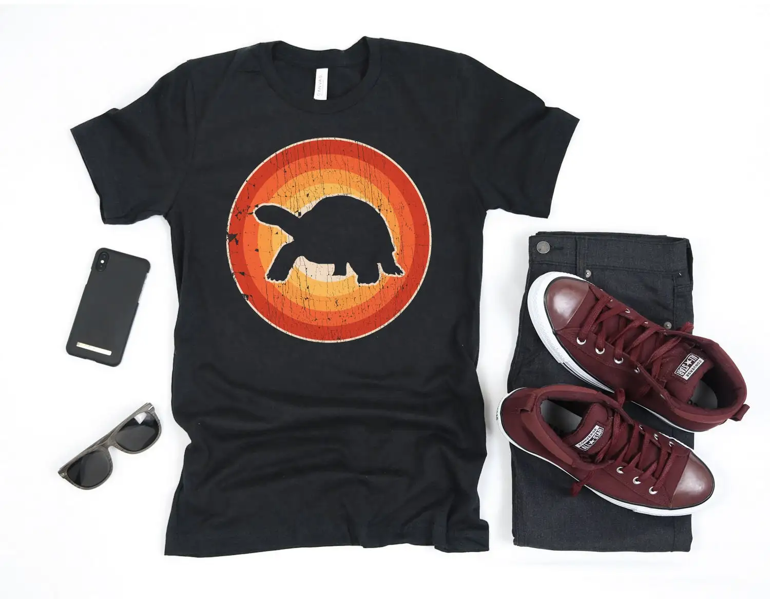 

Tortoise Sunset Retro T Shirt s Turtle Lover Design Print