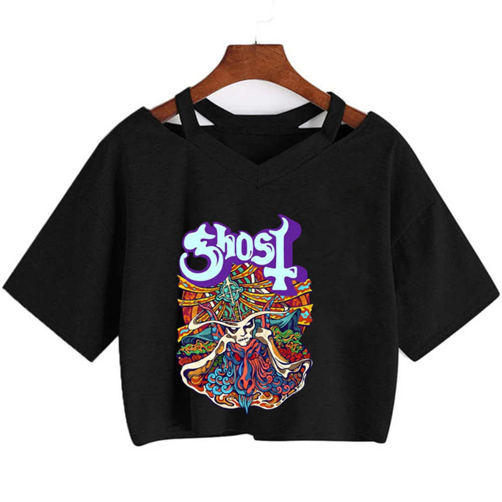 Ghost Band cropped top shoujo grunge harajuku alternative  kawaii t shirt cheap jojifuku 2000s y2k summer