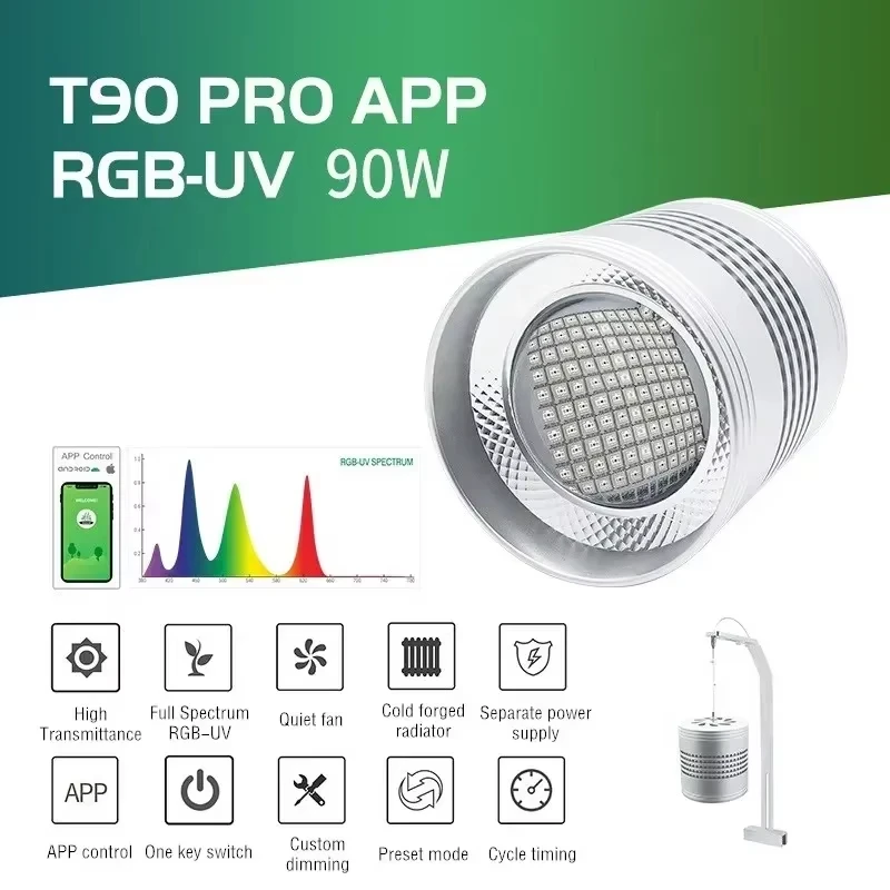 T90Pro 90W RGB + UV كامل الطيف المياه العذبة المزروعة النازل بلوتوث App التحكم في إضاءة النباتات المائية #6