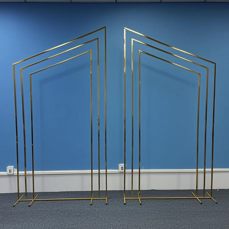 

2Pc Shiny Gold Wedding Arch, Outdoor party Decoration Shelf, Birthday Party Display Stand, Background Frame