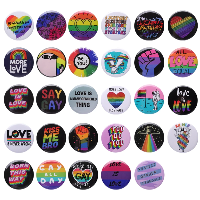 LOVE is LOVE Soft Button Pin Bright Printed Icon Rainbow Gift Lesbian LGBT ALL LOVE is EQUAL Badge Pride Gay Brooch