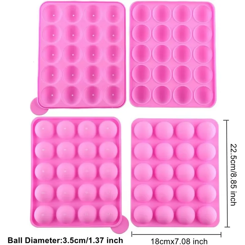 Cake Pop Maker Set Including 21 Hole Clear Acrylic Lollipop Display Stand Holder 20 Cavity Pink Silicone Cake Pop Mold YY210