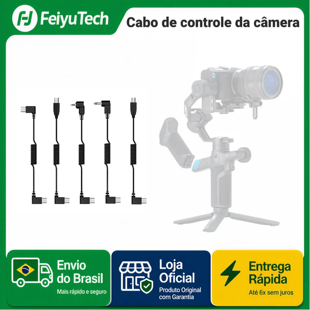FeiyuTech SCORP Kit de Cabos de Controle de Câmera 5 em 1 USB-C para Multi/Micro/Mini/DC2.5/TRS – Compatível com Estabilizadores SCORP Mini 3 Pro, SCORP C2 e SCORP 3