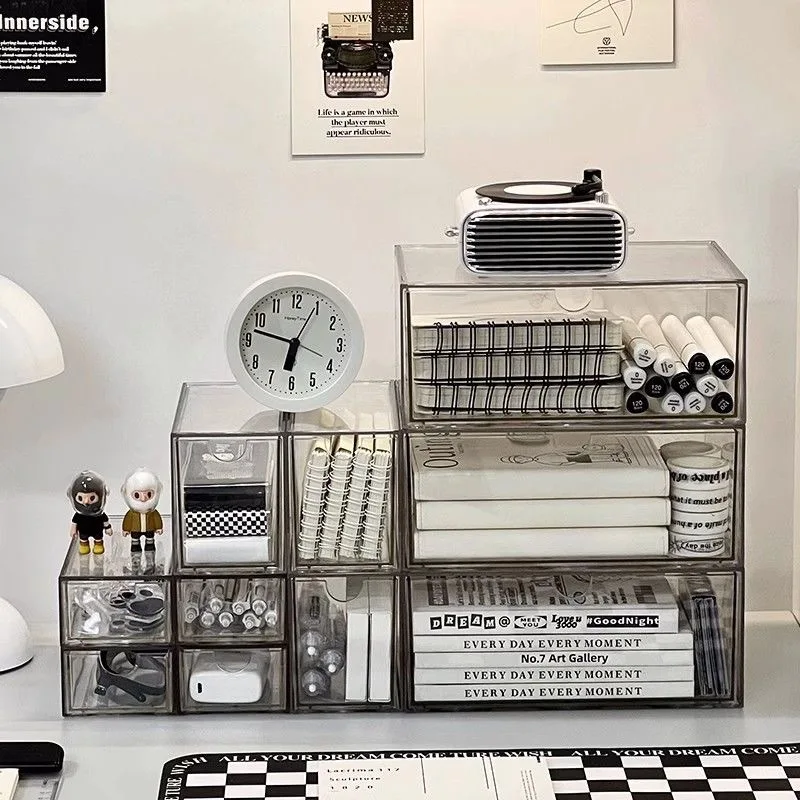 Desktop Organizer Drawer Type Acrylic Box Stationery Organizer Cosmetic Organizer for Makeup Storage Stationery Supplies receive