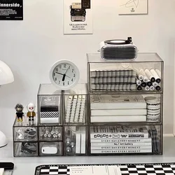 Desktop Organizer Drawer Type Acrylic Box Stationery Organizer Cosmetic Organizer for Makeup Storage Stationery Supplies receive