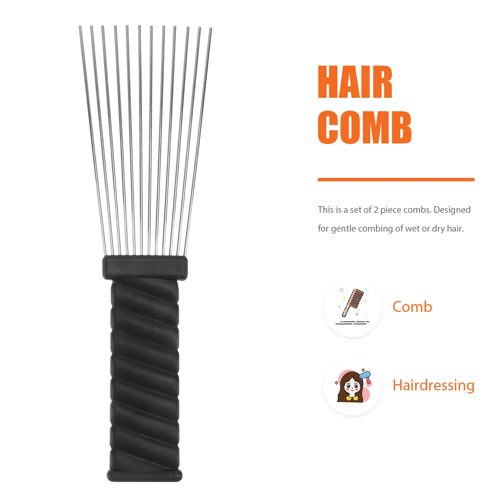 

2Pcs Fake Hair Large Brush Metal Plastic Steel Needle Combs Hair Salon Hairdressing Barber Styling Cutting Tool