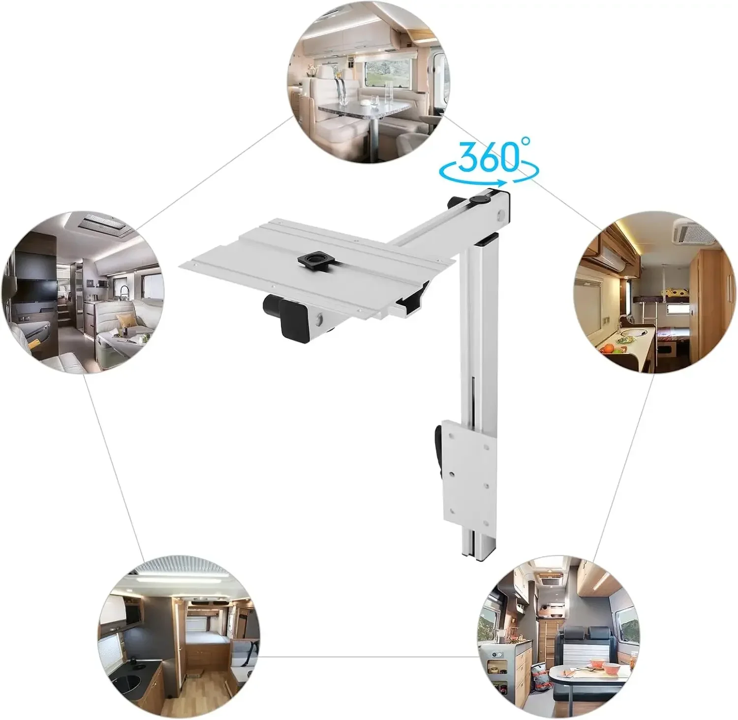 

RV Aluminum Alloy Removable Table Leg 360° Rotation Table Leg Height Adjustable Swivel Table Leg Bracket for RV Easy to Install