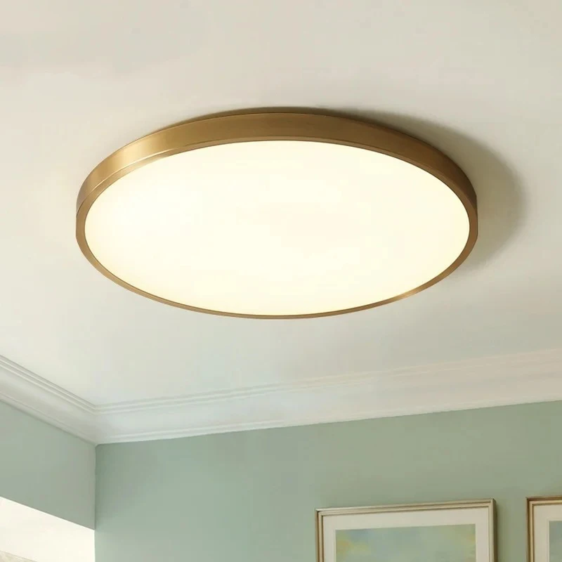 

Simple Modern Copper lamp Circular Ceiling Lights Fixtures Kitchen Hallway Balcony light bedroom entrance lighting Ceiling Lamps