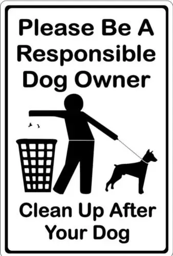 Metal Sign Plate Be Responsible Clean Up After Dog Litter Novelty Warning