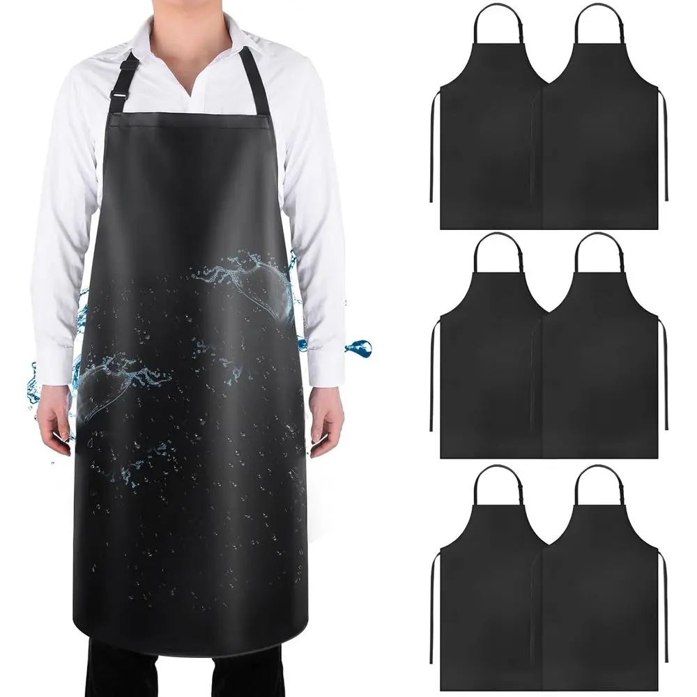 

Набор из 6 водонепроницаемых фартуков из резинового винила, 40 дюймов, для шеф-поваров, сверхпрочные рабочие фартуки, удлиненные фартуки для гриля, регулируемые фартуки-нагрудники