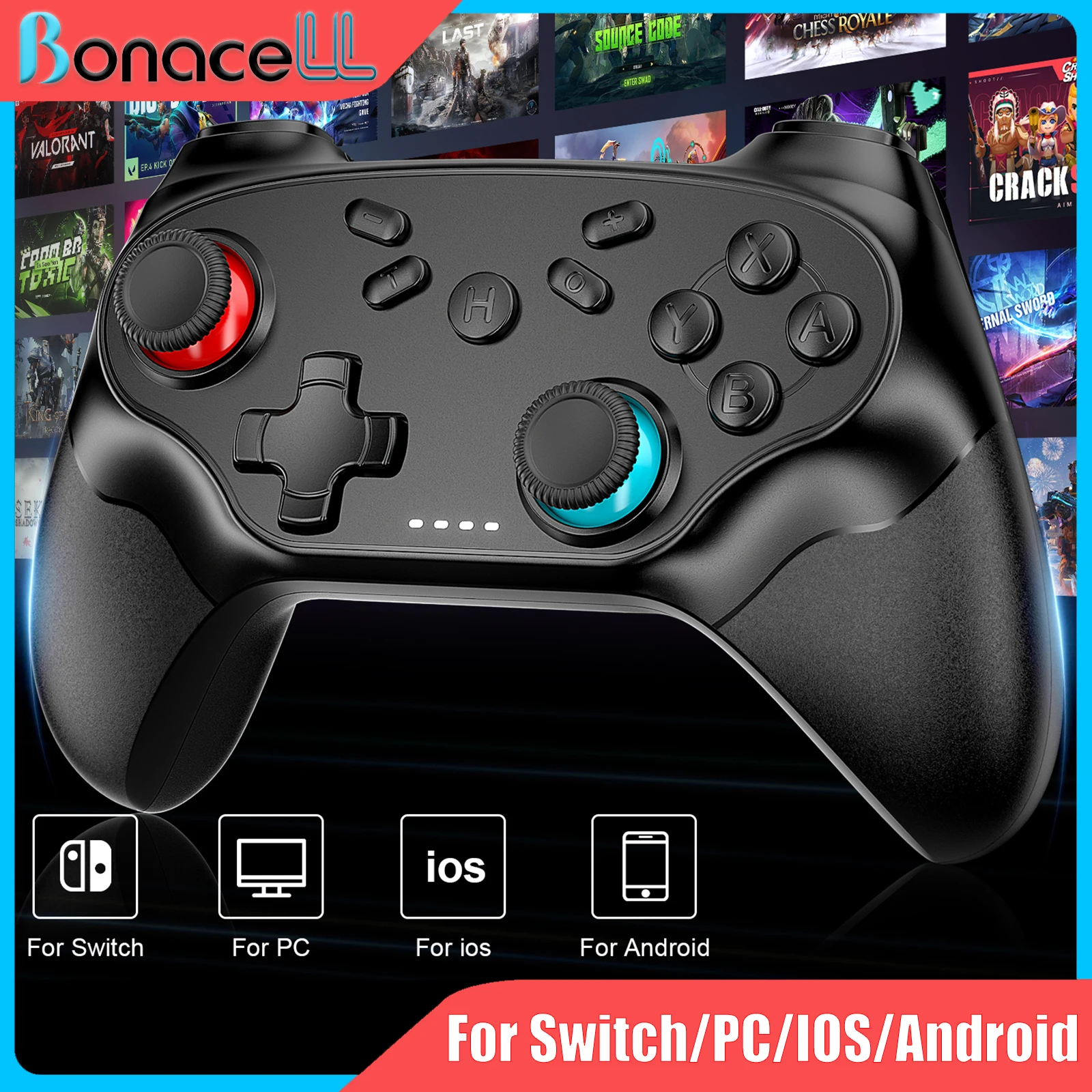 

Wireless Controller for Switch OLED/Lite/PC/iOS/Android Gamepad W/ 6-axis Gyro sensor Turbo Vibration Game Remote Control Rocker
