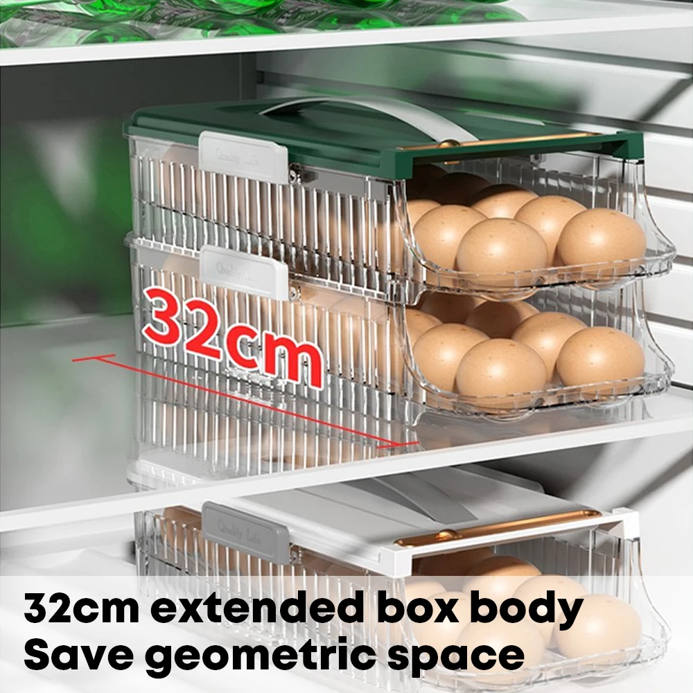 1/2Layer Refrigerator Egg Storage Organizer Egg Holder For Fridger Drawer Type Stackable Storage Bins Clear Plastic Egg Holder