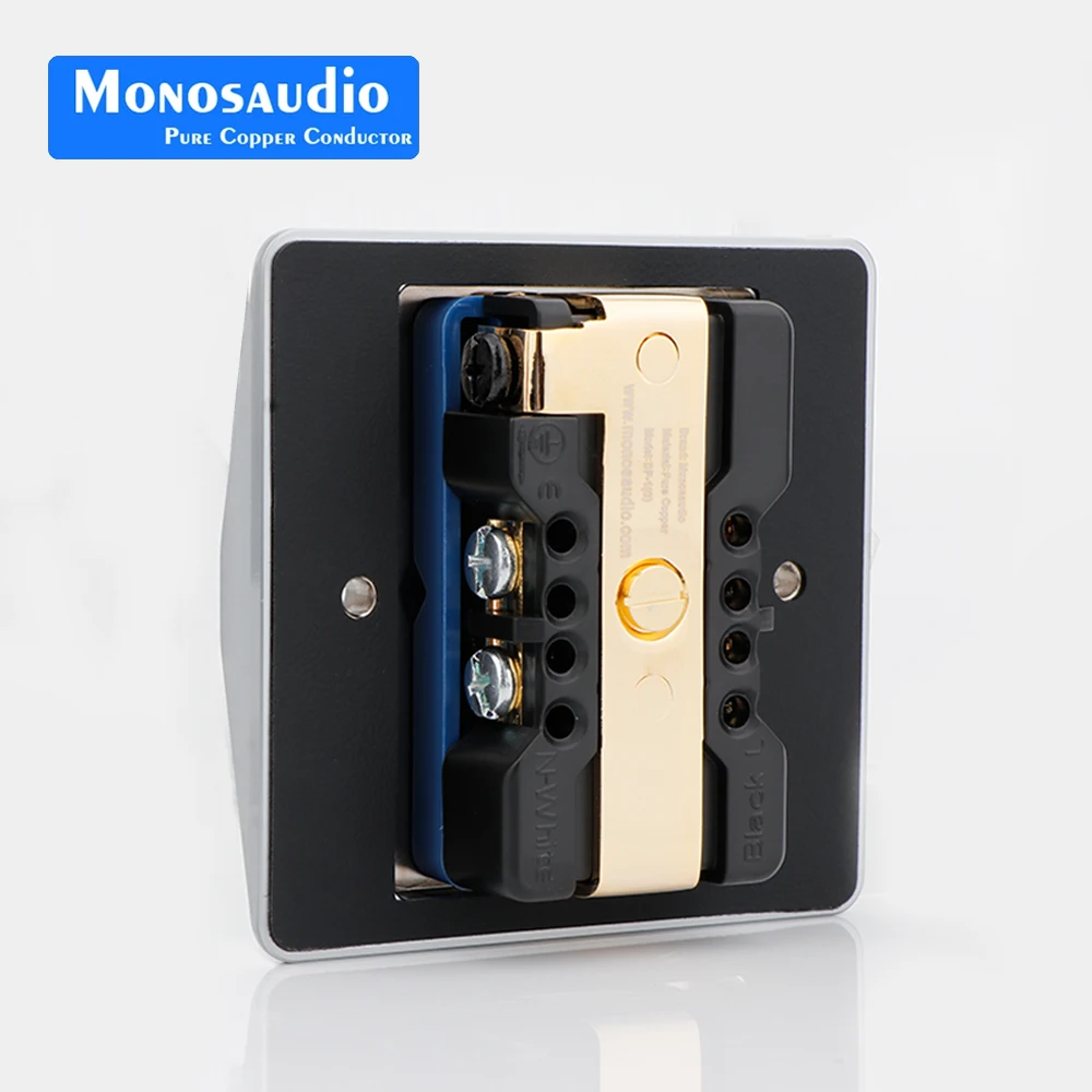 Monosaudio-Prise de courant murale, P86 + ug 1G/R, cuivre rouge pur, plaqué or/rhodium, US AC, 20A, 125V AC