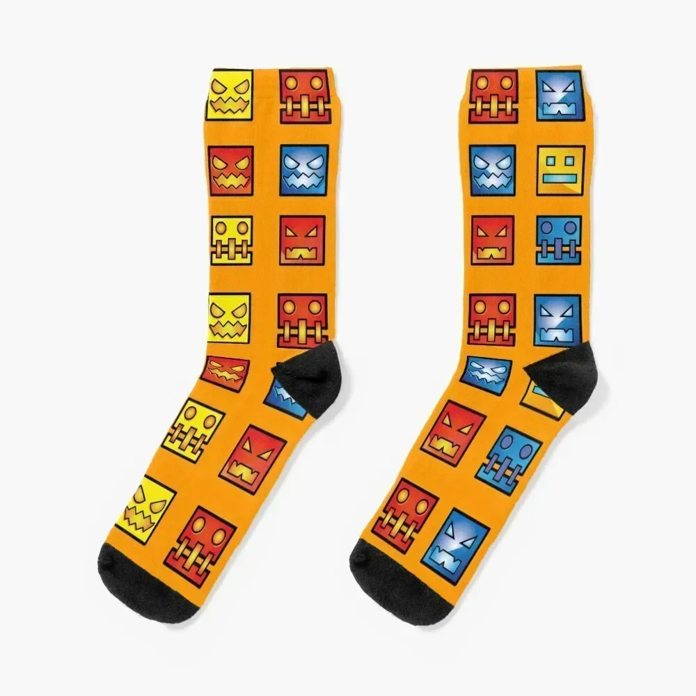 

geometry dash icon face Socks soccer anti-slip bright garter men cotton high quality hockey Boy Child Socks Women's