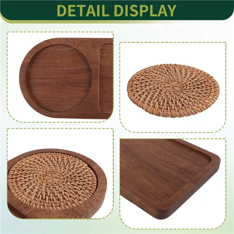 Coffee Tray Wood Plate Breakfast Tray For Serving Food Hospitality Coffeeware Teaware Decor Table Decoration Replacement B-A74P