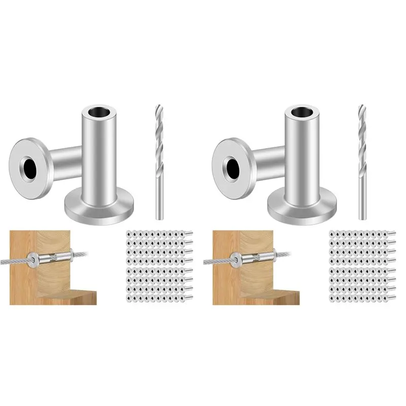 75STO-160PCS Stainless Steel Protector Sleeves For 1/8In Wire Rope Cable Railing,T316 Marine Grade Protective For Wood Posts A