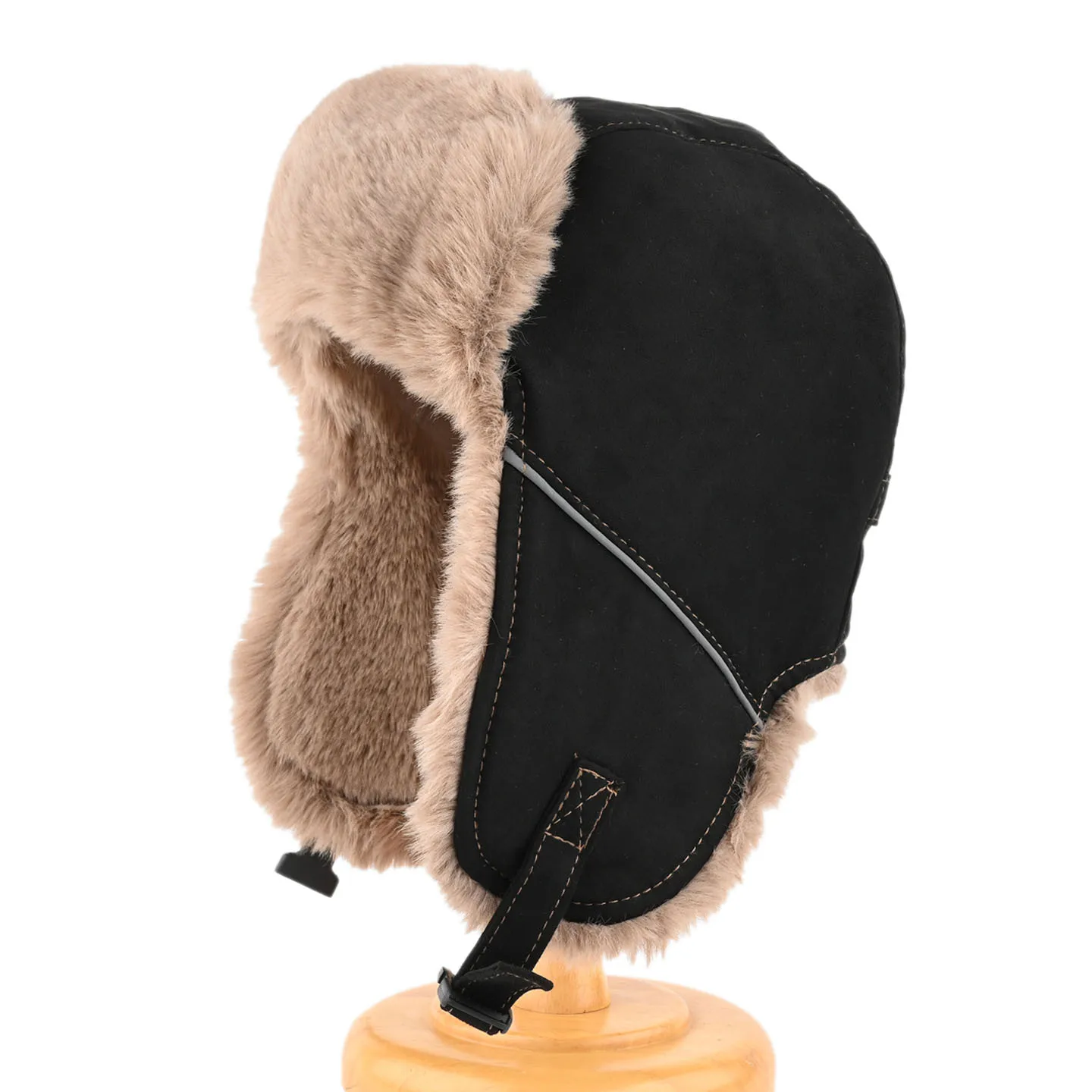 Winter Thickened Faux Fur Lined Trooper Hat Unisex Suede Trapper Hat With Ear Flaps Windproof Warm Ushanka for Cold Winter