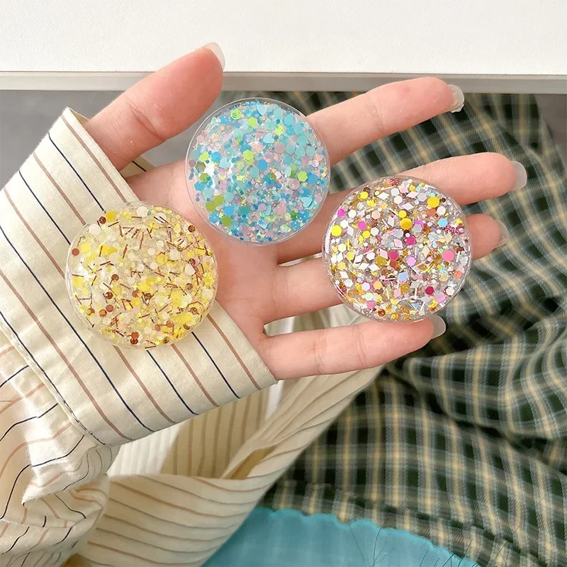 Geometric Jelly Color Sequins Circle Phone Holder Smartphone Grip Tok Universal Smart Tok For iPhone Samsung Socket Lazy Bracket