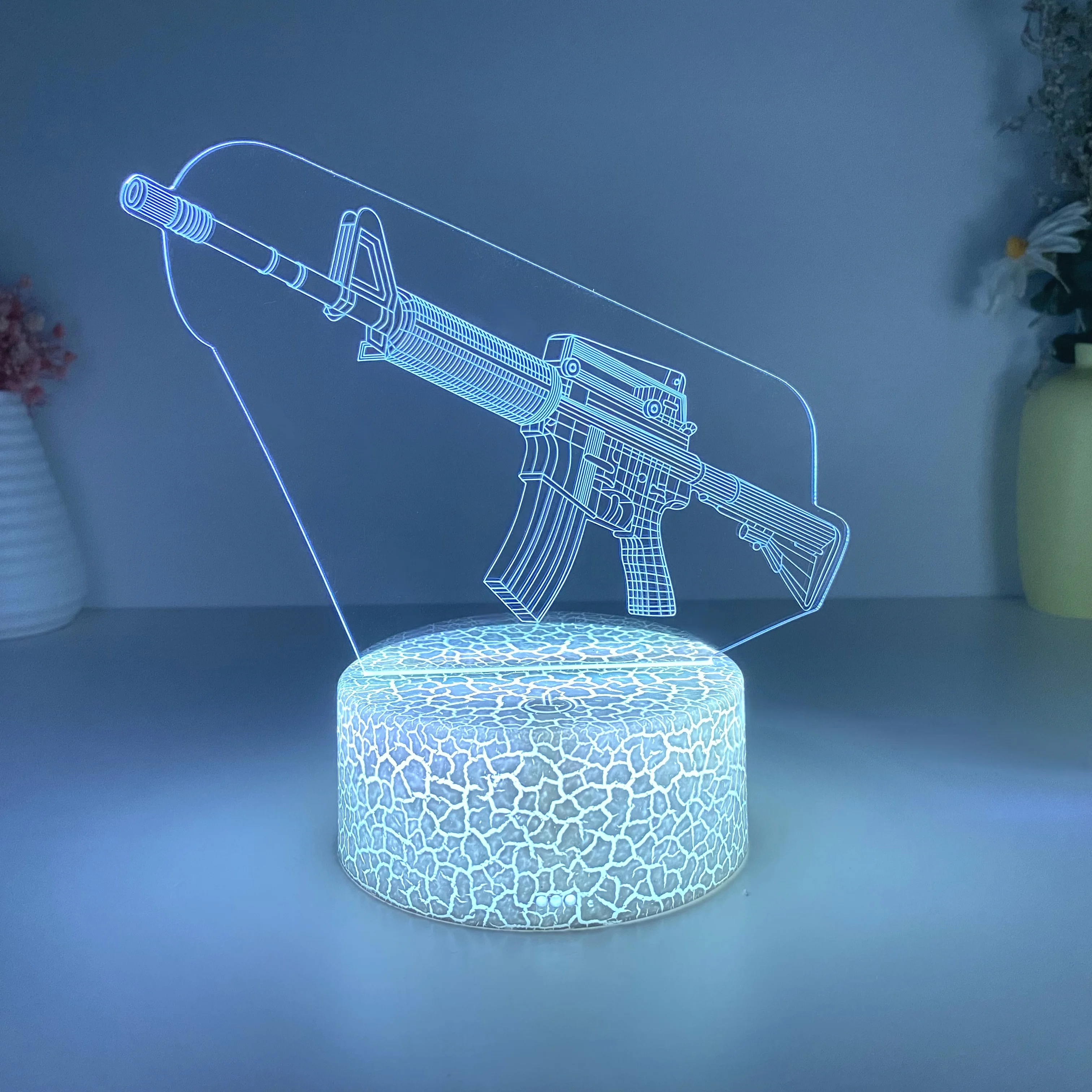 기관총 야간 조명, 게임 플레이어 컬렉션 테이블 조명, 머리맡 장식 조명, 친구용 휴일 테이블 조명, 1 개
