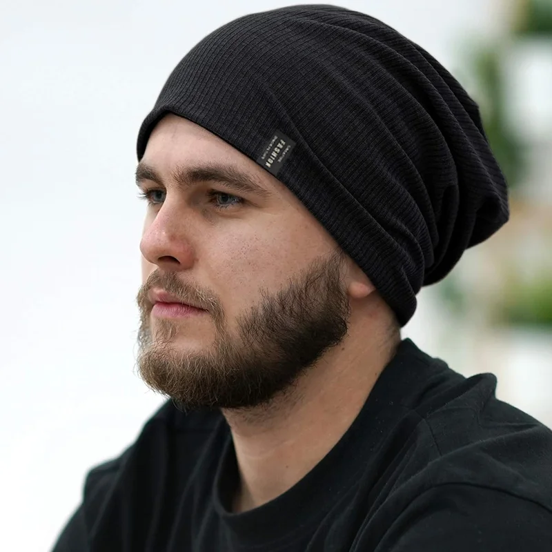 2pc/Set Men's Knitting Beanie Hat Warm Plush Cap Solid Color Casual Style For 2025 Autumn and Winter Outdoor Warm Necessaries