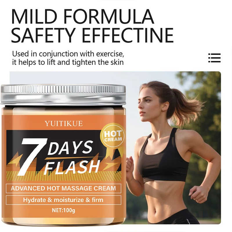 كريم YUITIKUE 7 أيام فلاش هوت 100 جرام - تدليك ساخن متطور، يشد البشرة وترطيبها، للذراعين والبطن والساقين، محسن للتمرين #5