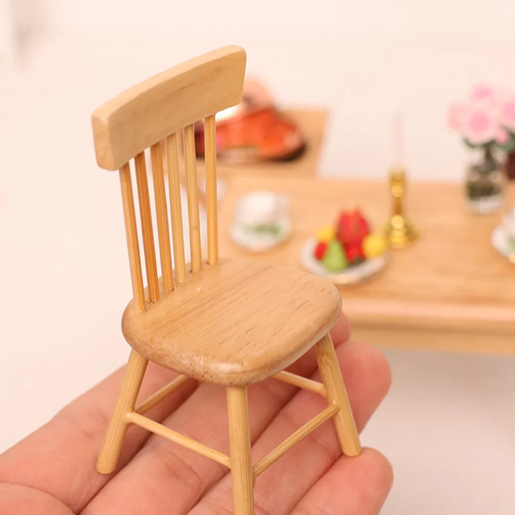 

1Set Miniature Dining Table and Chairs Set Vintage Wood Mini House Furniture for Dollhouse Decor Micro Landscape Photography