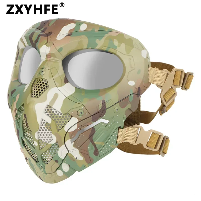 

ZXYHFE Tactical Mask Safety Protective Full Face Shooting CS Wargame Halloween Airsoft Equipment Breathable Paintball Accesories